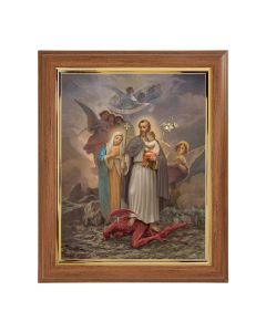 10" x 12" Walnut Frame with Gold Inside Lip and a 8" x 10" Saint Joseph Terror of Demons Print