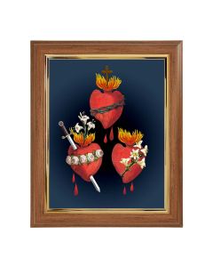 10" x 12" Walnut Frame with Gold Inside Lip and a 8" x 10" The Sacred Hearts-JMJ Print