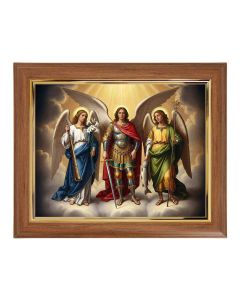 10" x 12" Walnut Frame with Gold Inside Lip and a  8" x 10" The Three Archanels Print
