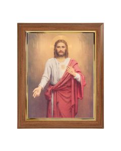 10" x 12" Walnut Frame with Gold Inside Lip and a 8" x 10" Chambers: Sacred Heart of Jesus Print