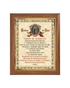 10" x 12" Walnut Frame with Gold Inside Lip and a 8" x 10" O.L. of Guadalupe House Blessing (Spanish) Print
