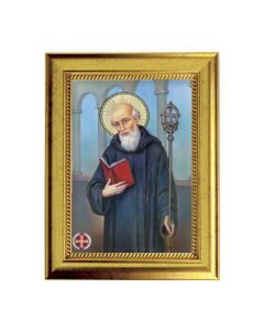 6 3/4" X 8 3/4" Gold Leaf Finish Frame with 5" X 7" Saint Benedict Textured Art