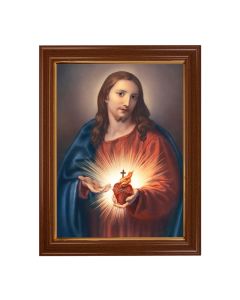 15.5" x 19.5" Antique Gold Leaf Beveled Frame w/ Bead Inlay - Batoni: Sacred Heart of Jesus 12" x 16" Print