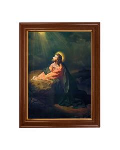 15 1/2" x 19 1/2" Walnut Finish Frame with Gold Accent and a 12" x 16" Hofmann: Gethsemane Textured Art