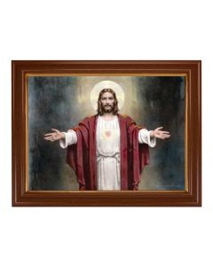 15 1/2" x 19 1/2" Walnut Finish Frame with Gold Accent and a 12" x 16" Chambers: Welcoming Jesus Textured Art