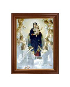 15 1/2" x 19 1/2" Walnut Finish Frame with Gold Accent and a 12" x 16" Bouguereau: Queen of Angels Textured Art