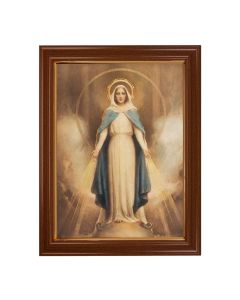 15 1/2" x 19 1/2" Walnut Finish Frame with Gold Accent and a 12" x 16" Chambers: Miraculous Mary Textured Art