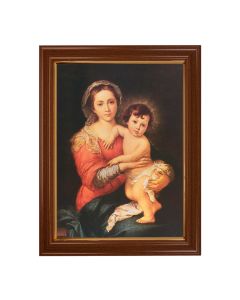 15 1/2" x 19 1/2" Walnut Finish Frame with Gold Accent and a 12" x 16" Murillo: Madonna and Child Textured Art