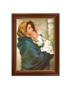 15 1/2" x 19 1/2" Walnut Finish Frame with Gold Accent and a 12" x 16" Ferruzzi: Madonna of the Streets
