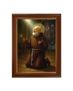 15.5" x 19.5" Antique Gold Leaf Beveled Frame w/ Bead Inlay - St. Pio at Prayer 12" x 16" Print