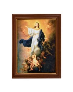 15 1/2" x 19 1/2" Walnut Finish Frame with Gold Accent and a 12" x 16" Murillo: Immaculate Conception Textured Art