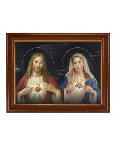 15 1/2" x 19 1/2" Walnut Finish Frame with Gold Accent and a 12" x 16" SHJ and IHM Textured Art