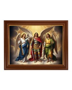 15.5" x 19.5" Antique Gold Leaf Beveled Frame w/ Bead Inlay - The Three Archangels 12" x 16" Print