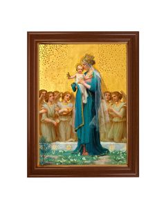 15 1/2" x 19 1/2" Walnut Finish Frame with Gold Accent and a 12" x 16" Vidal: Madonna and Child Textured Art