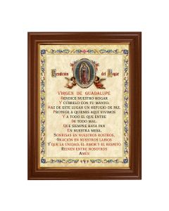 15 1/2" x 19 1/2" Walnut Finish Frame with Gold Accent and a 12" x 16" O.L. of Guadalupe House Blessing in Spanish -Textured Art