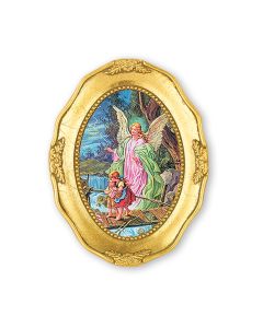 3 1/2" x 4 1/2" Gold Leaf Framed with a Guardian Angel Print-P65