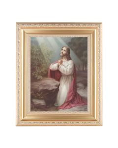 10 1/4" x 12 1/4" Satin Gold Frame with an 8" x 10" Christ on Mount Olive Print