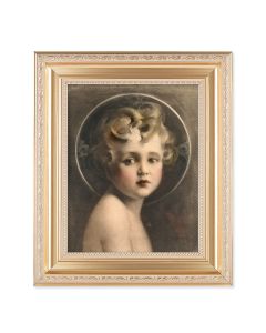 10 1/4" x 12 1/4" Satin Gold Frame with an 8" x 10" Sacred Heart of Jesus Print