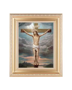 10 1/4" x 12 1/4" Satin Gold Frame with an 8" x 10" Crucifixion Print