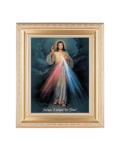 10 1/4" x 12 1/4" Satin Gold Frame with an 8" x 10" Divine Mercy Print