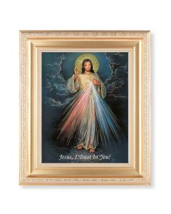 10 1/4" x 12 1/4" Satin Gold Frame with an 8" x 10" Divine Mercy Print