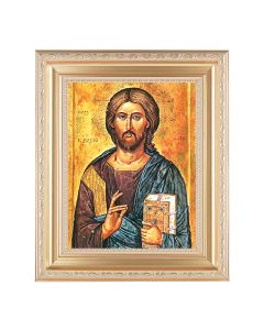 10 1/4" x 12 1/4" Satin Gold Frame with an 8" x 10" Christ the All Knowing Print