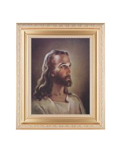 10 1/4" x 12 1/4" Satin Gold Frame with an 8" x 10" Head of Christ Print
