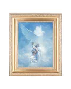 10 1/4" x 12 1/4" Satin Gold Frame with an 8" x 10" Christ Welcoming Child Print