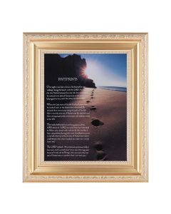 10 1/4" x 12 1/4" Satin Gold Frame with an 8" x 10" Footprints Print