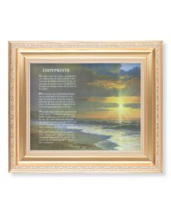10 1/4" x 12 1/4" Satin Gold Frame with an 8" x 10" Footprints Print