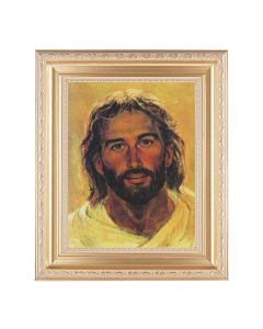 10 1/4" x 12 1/4" Satin Gold Frame with an 8" x 10" Hook: Head of Christ Print