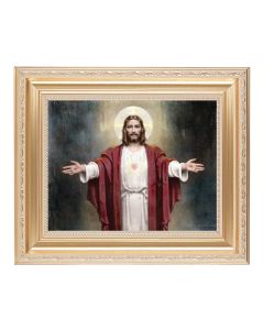 10 1/4" x 12 1/4" Satin Gold Frame with an 8" x 10" Chambers: Welcoming Jesus Print