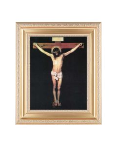 10 1/4" x 12 1/4" Satin Gold Frame with an 8" x 10" Crucifixion Print