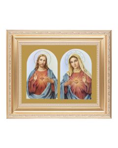 10 1/4" x 12 1/4" Satin Gold Frame with an 8" x 10" The Sacred Hearts Print