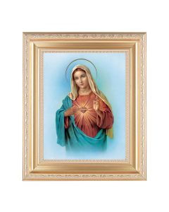10 1/4" x 12 1/4" Satin Gold Frame with an 8" x 10" Immaculate Heart of Mary Print
