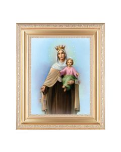 10 1/4" x 12 1/4" Satin Gold Frame with an 8" x 10" Our Lady of Mount Carmel Print