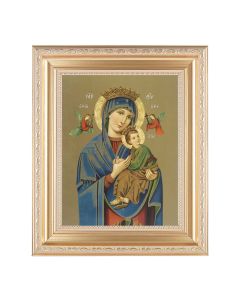 10 1/4" x 12 1/4" Satin Gold Frame with an 8" x 10" Our Lady of Perpetual Help Print