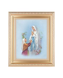 10 1/4" x 12 1/4" Satin Gold Frame with an 8" x 10" Our Lady of Lourdes Print