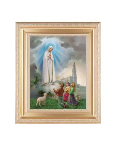 10 1/4" x 12 1/4" Satin Gold Frame with an 8" x 10" Our Lady of Fatima Print