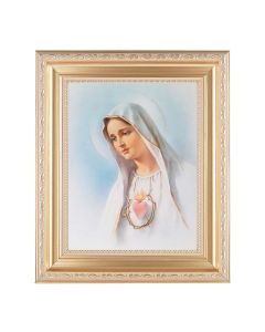 10 1/4" x 12 1/4" Satin Gold Frame with an 8" x 10" Immaculate Heart of Mary Print