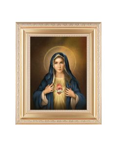 10 1/4" x 12 1/4" Satin Gold Frame with an 8" x 10" Immaculate Heart of Mary Print