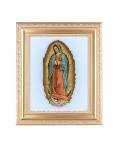 10 1/4" x 12 1/4" Satin Gold Frame with an 8" x 10" Our Lady of Guadalupe Print