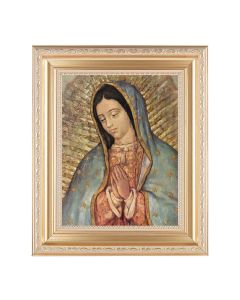 10 1/4" x 12 1/4" Satin Gold Frame with an 8" x 10" Our Lady of Guadalupe Print
