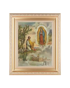 10 1/4" x 12 1/4" Satin Gold Frame with an 8" x 10" Our Lady of Guadalupe with Juan Diego Print
