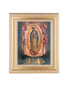 10 1/4" x 12 1/4" Satin Gold Frame with an 8" x 10" Our Lady of Guadalupe Print
