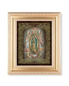 10 1/4" x 12 1/4" Satin Gold Frame with an 8" x 10" Gold Our Lady of Guadalupe Print