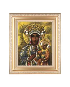 10 1/4" x 12 1/4" Satin Gold Frame with an 8" x 10" Our Lady of Czestochowa Print