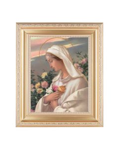 10 1/4" x 12 1/4" Satin Gold Frame with an 8" x 10" Mystical Rose Print