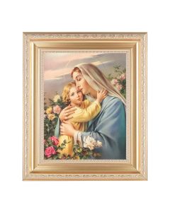 10 1/4" x 12 1/4" Satin Gold Frame with an 8" x 10" Madonna and Child Print