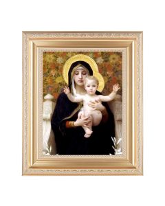 10 1/4" x 12 1/4" Satin Gold Frame with an 8" x 10" Bouguereau: Madonna of the Lilies Print